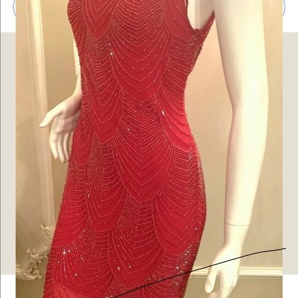 Alice Olivia Red Brit Beaded Mini Dress SIZE 2 - Picture 2 of 16